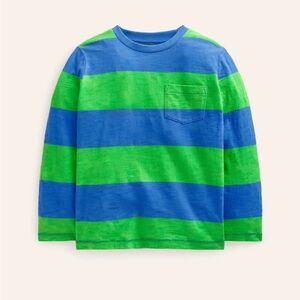 Mini Boden - Everyday long sleeve T-Shirt Blue and Green Striped Long Sleeve Tee